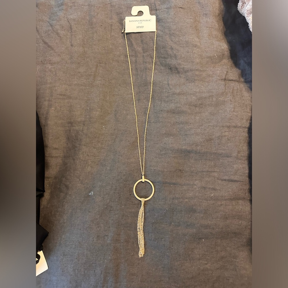 Banana Republic Factory Gold Long Circle Tassel Necklace